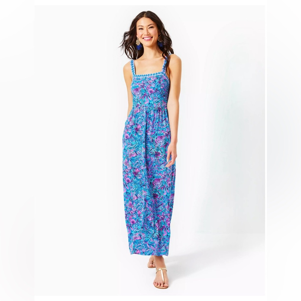 Like New Lilly Pulitzer Marisol Maxi Dress Breakwater Blue Shells and Bells Sz 8